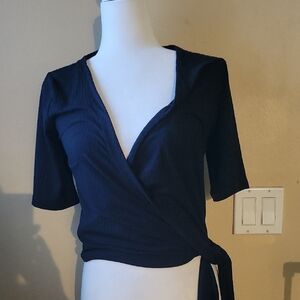 LOFT Black Wrap Blouse Sz MD NWT $16